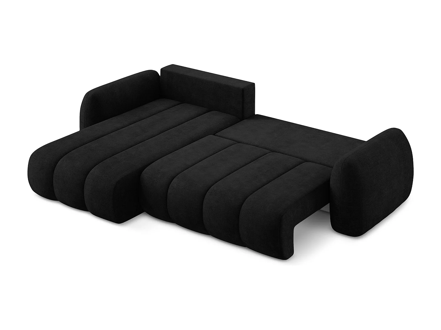 Canapé d’angle 3 places gauche convertible en tissu chenille - noir - PELE