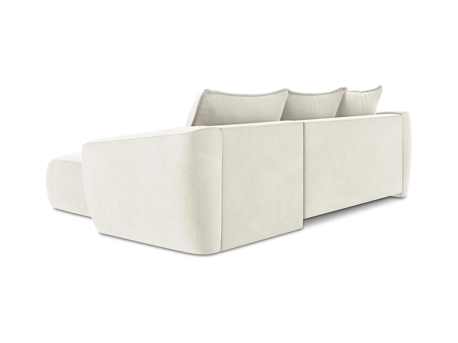Canapé d'angle droit convertible en velours - beige clair - GUAVA