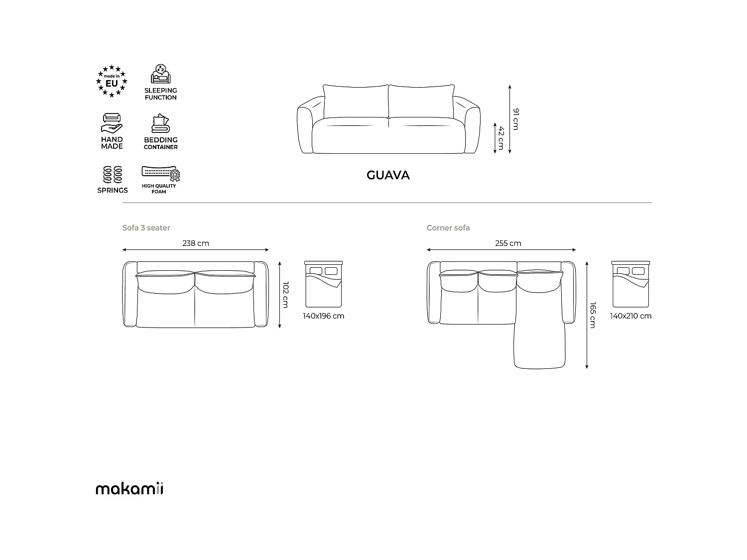 Canapé d'angle droit convertible en velours - beige clair - GUAVA