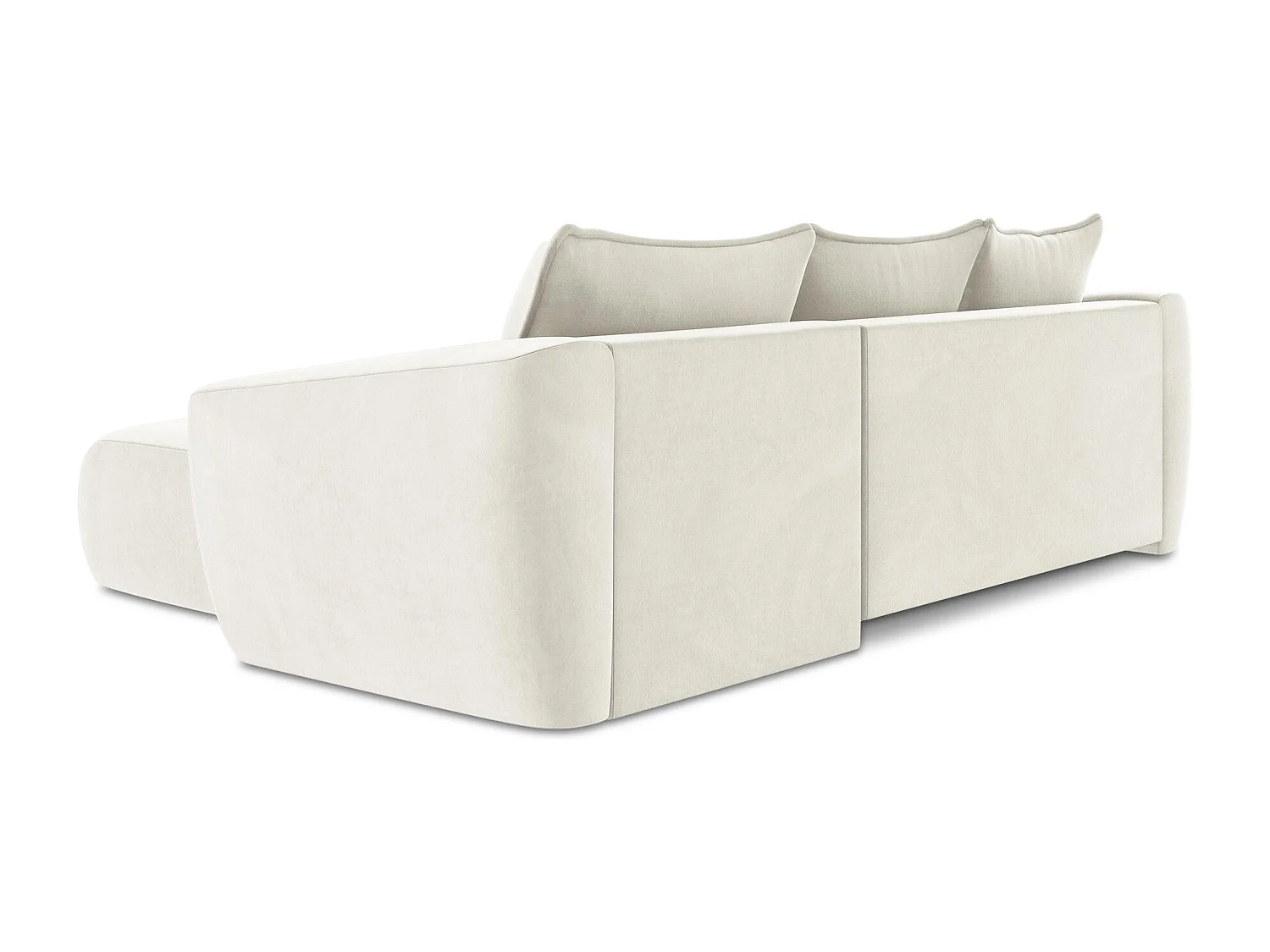 Canapé d'angle droit convertible en velours - beige clair - GUAVA