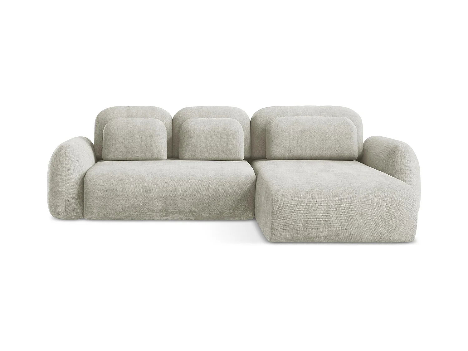 Canapé d'angle droit convertible en tissu chenille - perle - LOHI