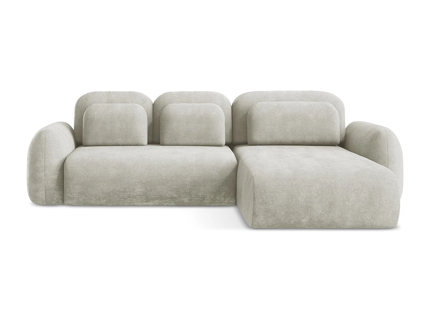 Canapé d'angle droit convertible en tissu chenille - perle - LOHI