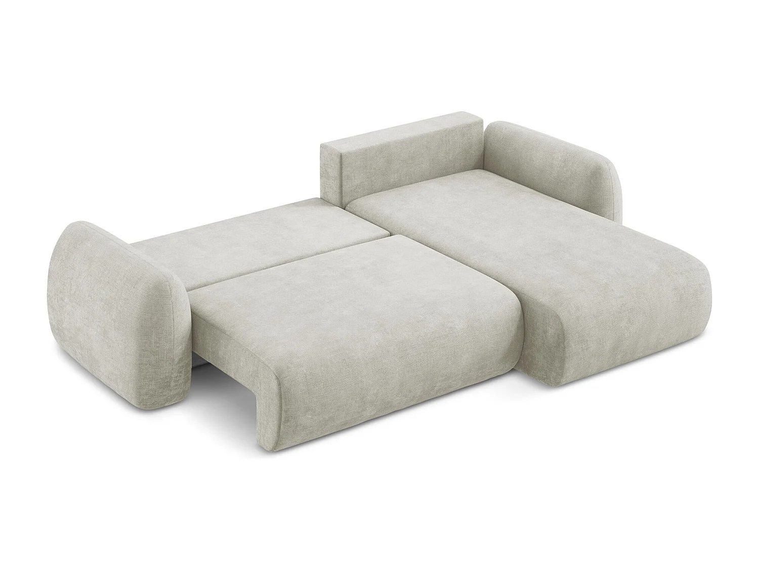 Canapé d'angle droit convertible en tissu chenille - perle - LOHI