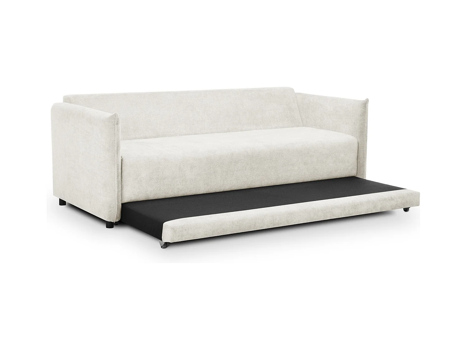 Canapé 3 places convertible en tissu chenille - blanc - PIKO