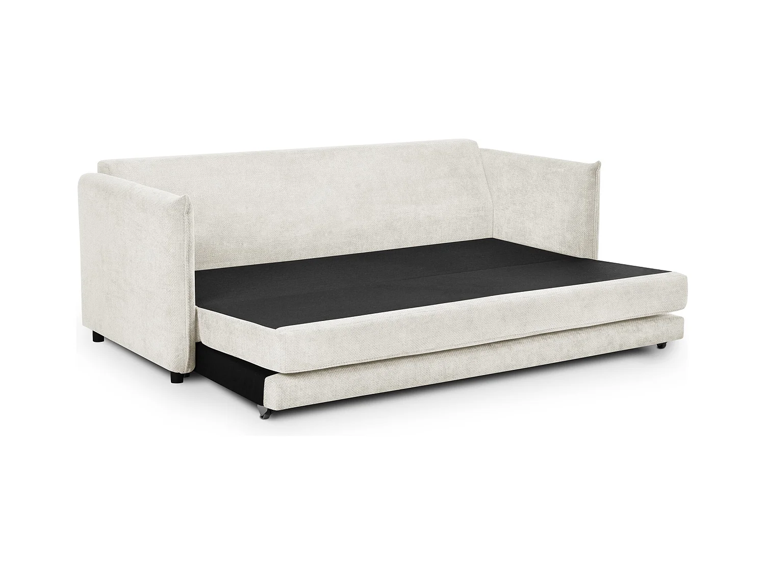 Canapé 3 places convertible en tissu chenille - blanc - PIKO