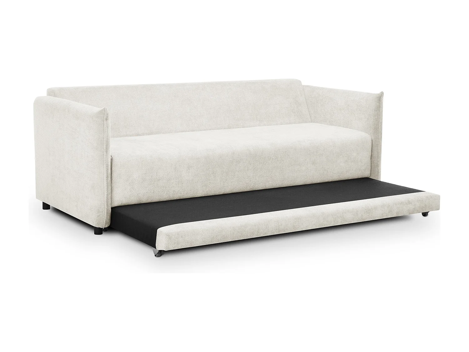 Canapé 3 places convertible en tissu chenille - blanc - PIKO