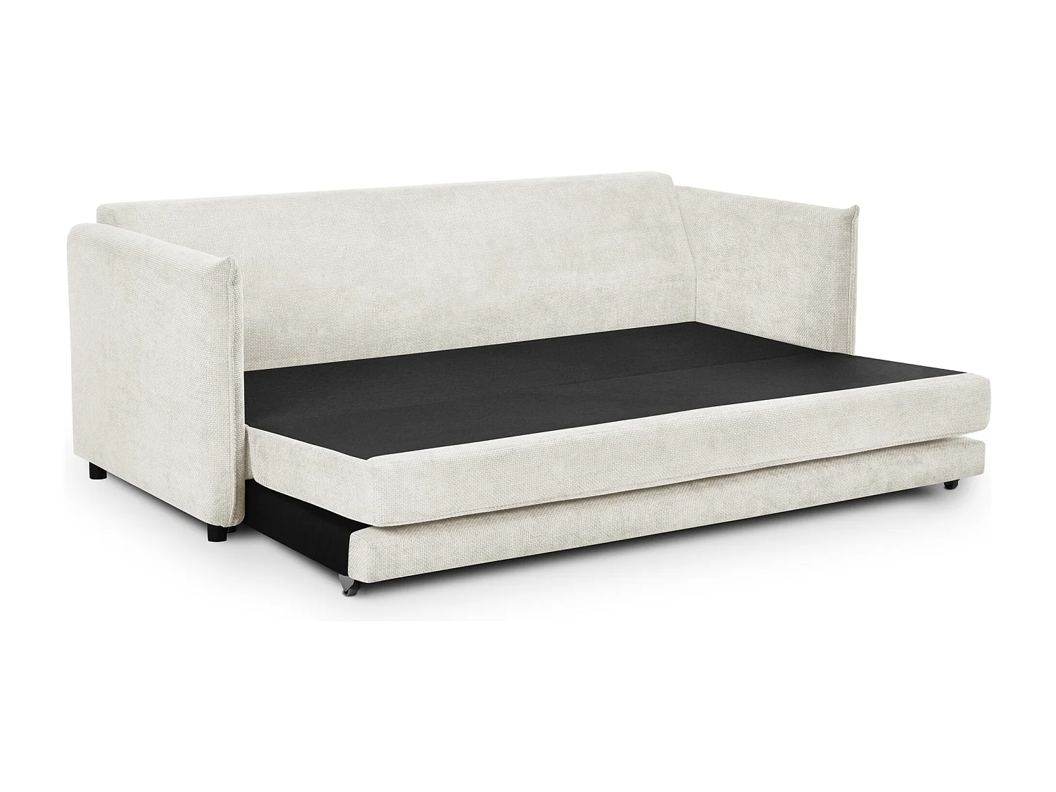 Canapé 3 places convertible en tissu chenille - blanc - PIKO