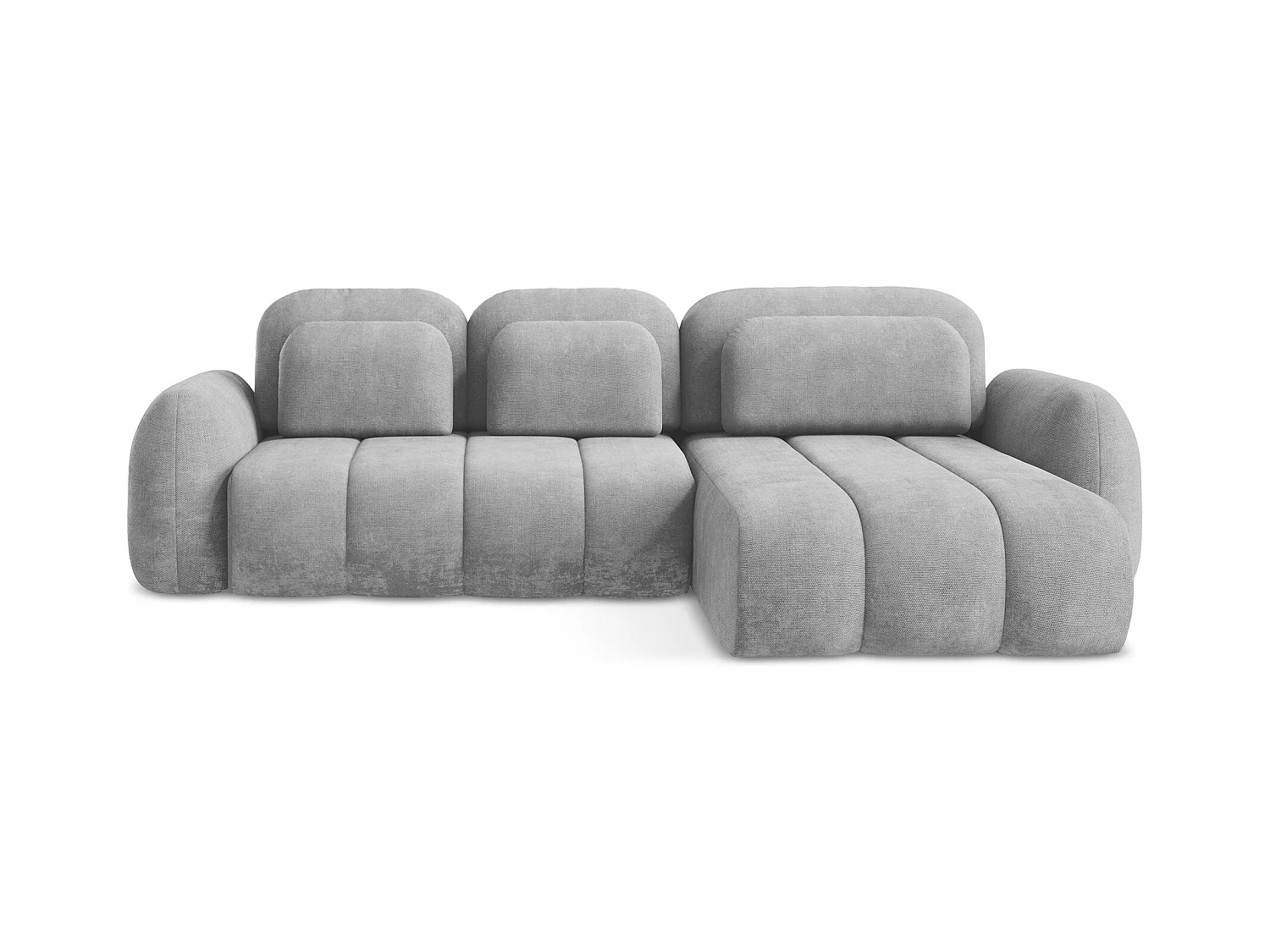 Canapé d'angle droit convertible en tissu chenille - gris clair - PELE