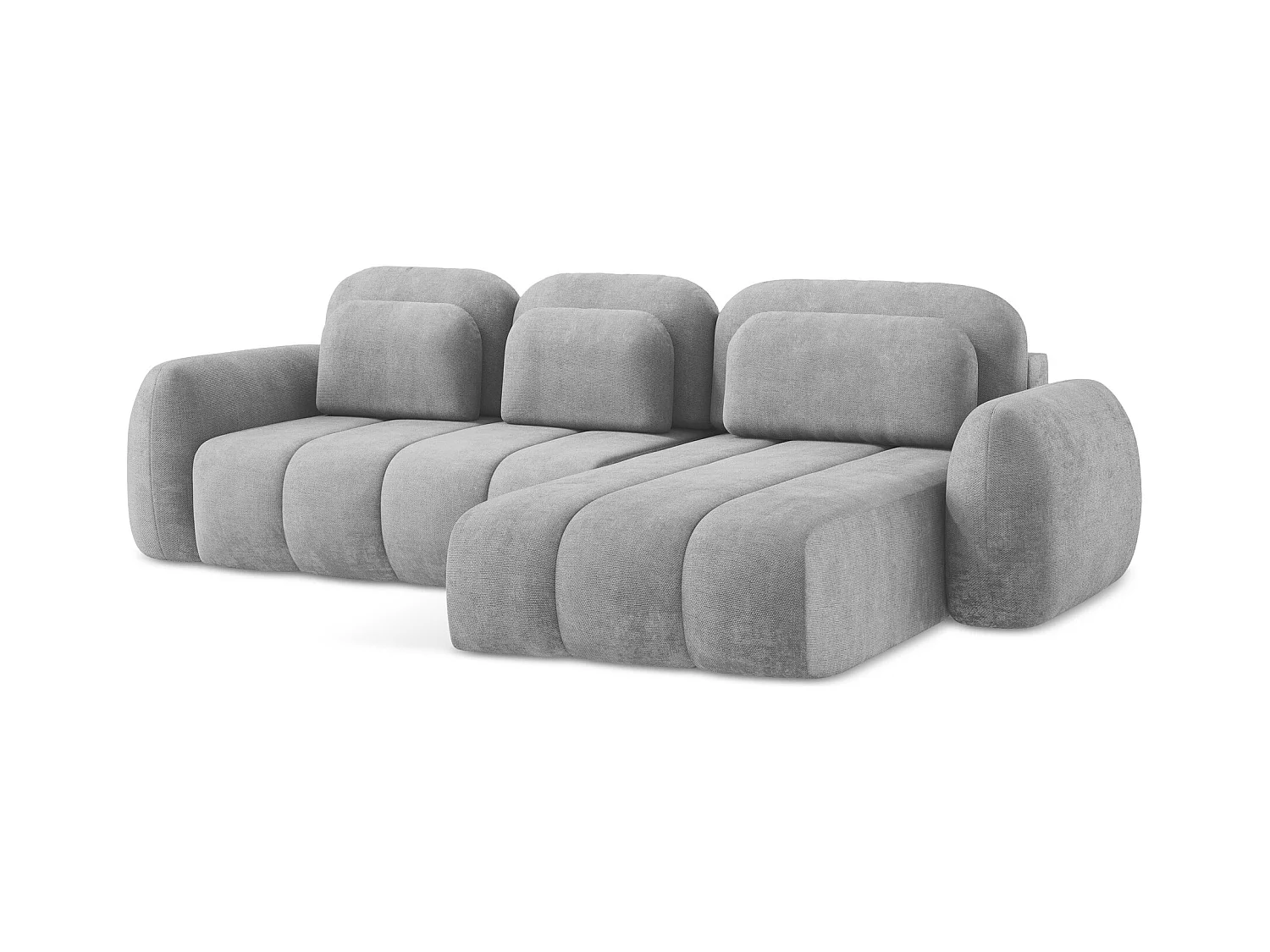 Canapé d'angle droit convertible en tissu chenille - gris clair - PELE