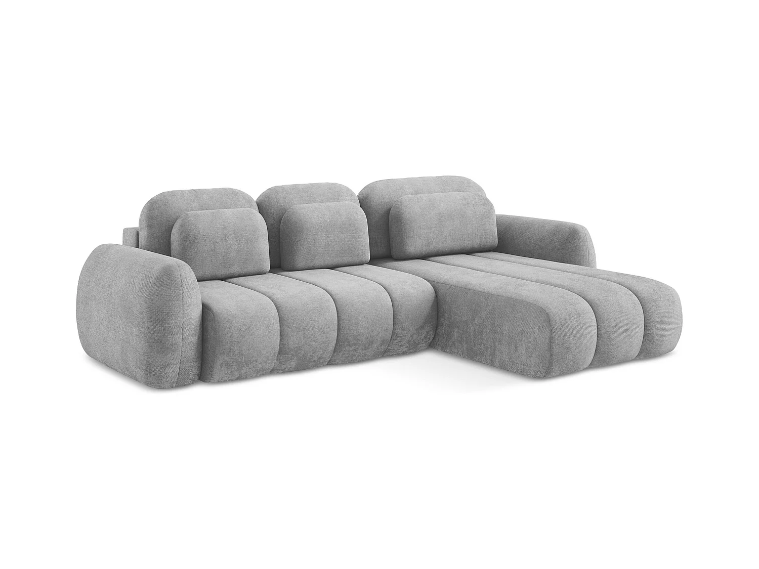 Ecksofa mit Schlaffunktion - Ecke Rechts - Chenille - Hellgrau - PELE