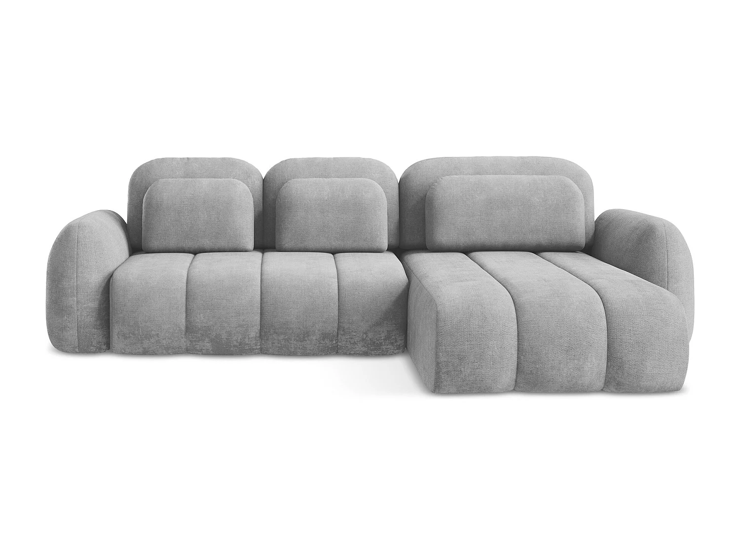 Canapé d'angle droit convertible en tissu chenille - gris clair - PELE