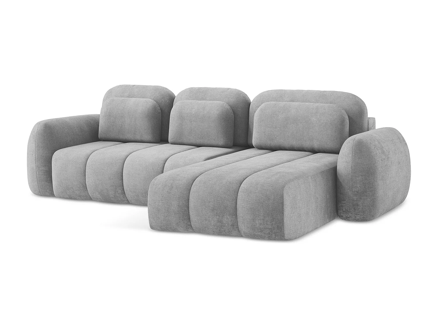 Canapé d'angle droit convertible en tissu chenille - gris clair - PELE