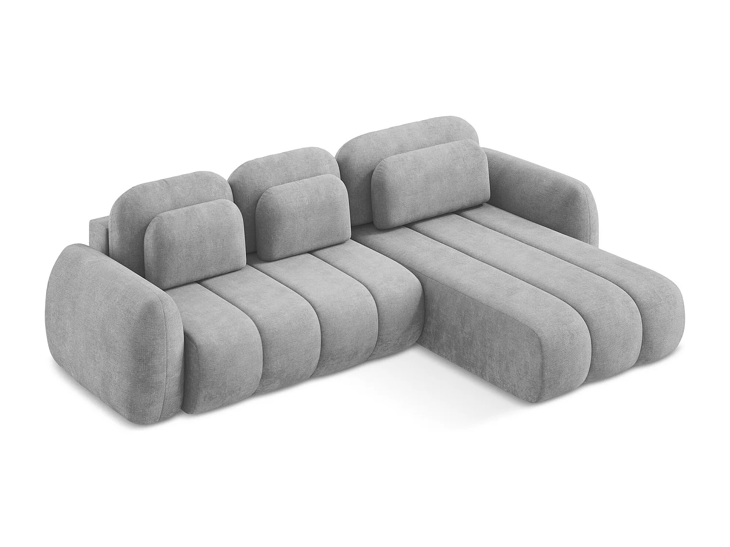 Canapé d'angle droit convertible en tissu chenille - gris clair - PELE