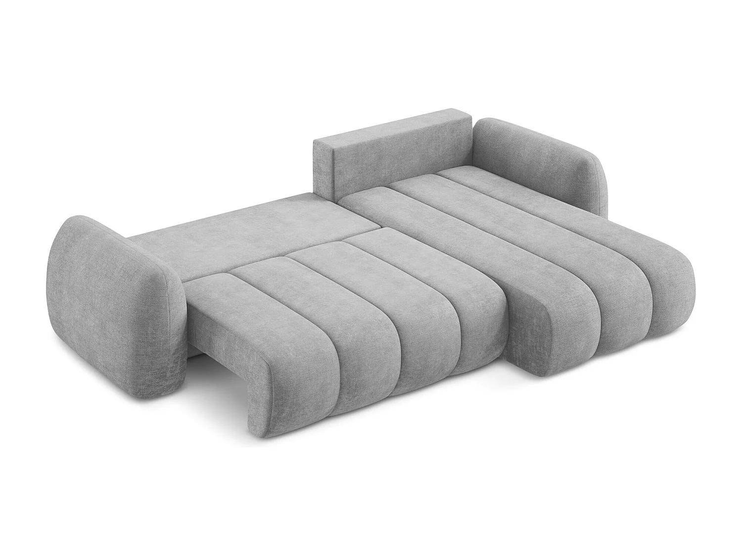 Canapé d'angle droit convertible en tissu chenille - gris clair - PELE