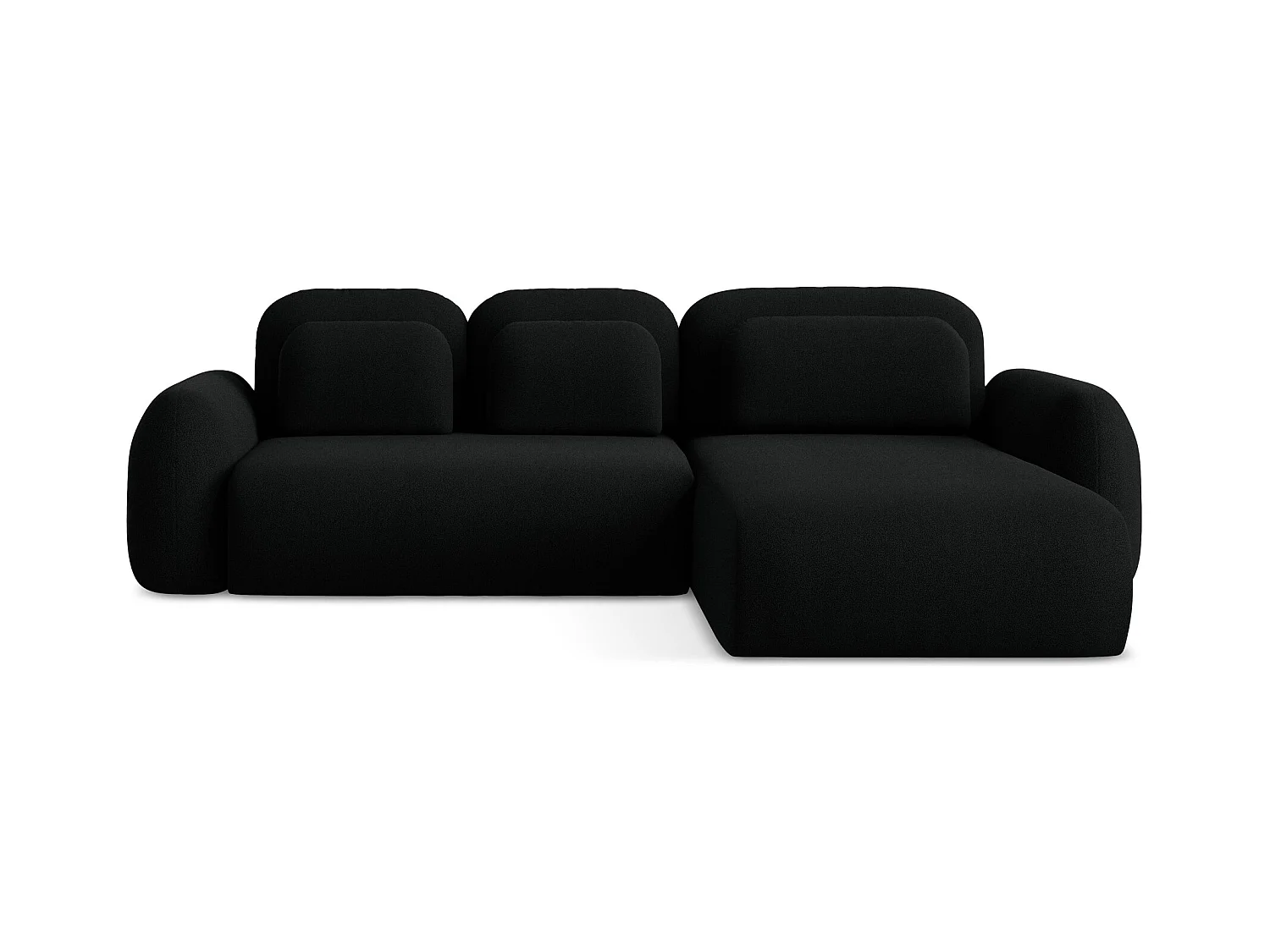 Canapé d'angle droit convertible en tissu bouclette - noir - LOHI