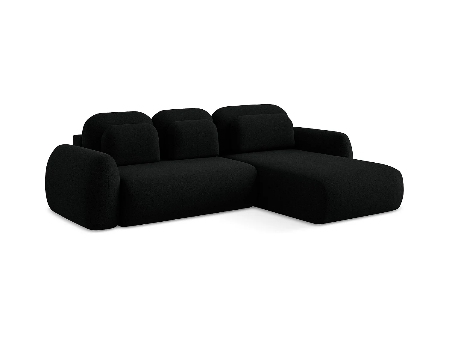 Ecksofa mit Schlaffunktion - Ecke Rechts - Bouclé - Schwarz - LOHI