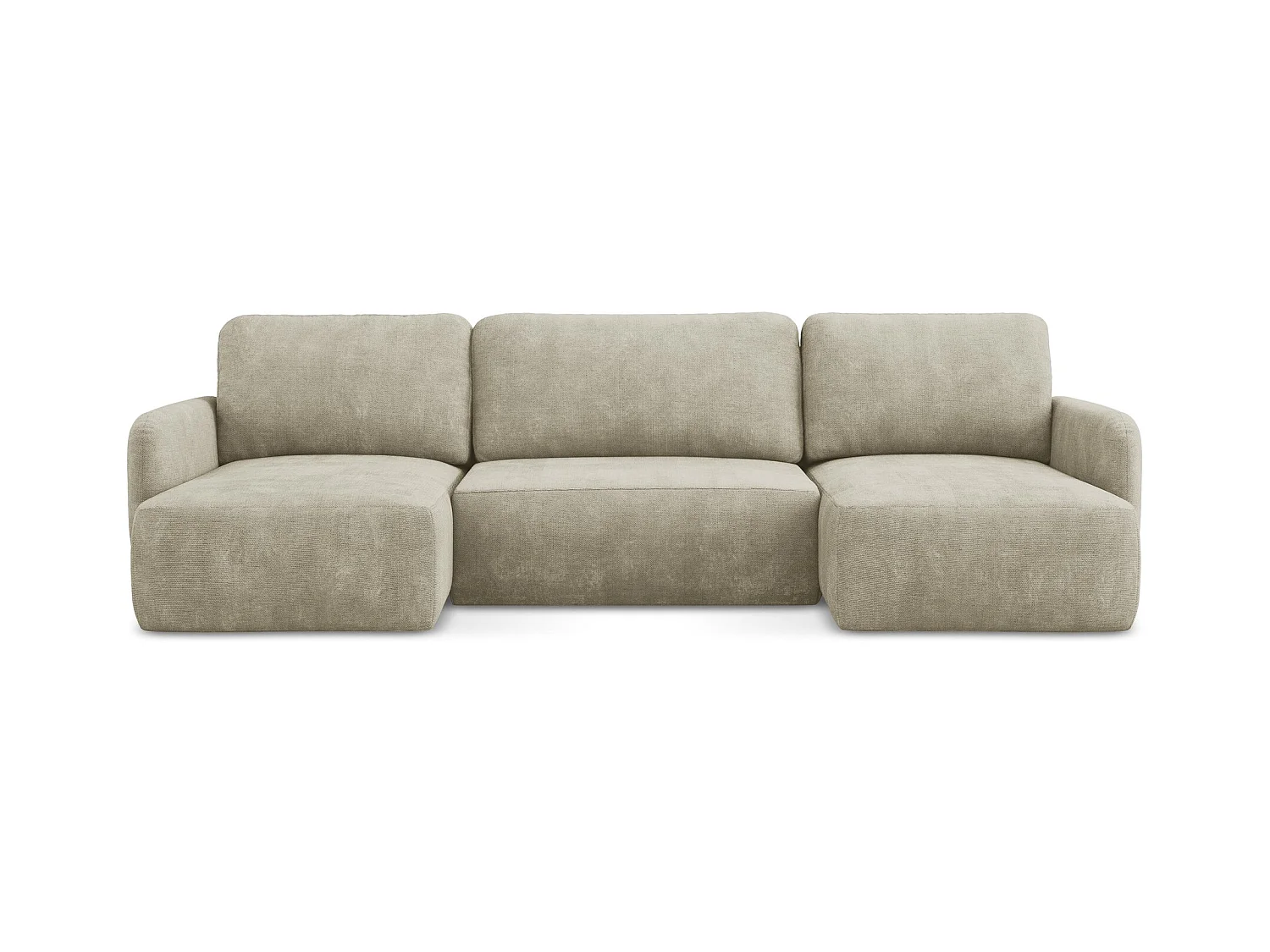 Canapé panoramique 4 places convertible en tissu chenille - beige - LILO