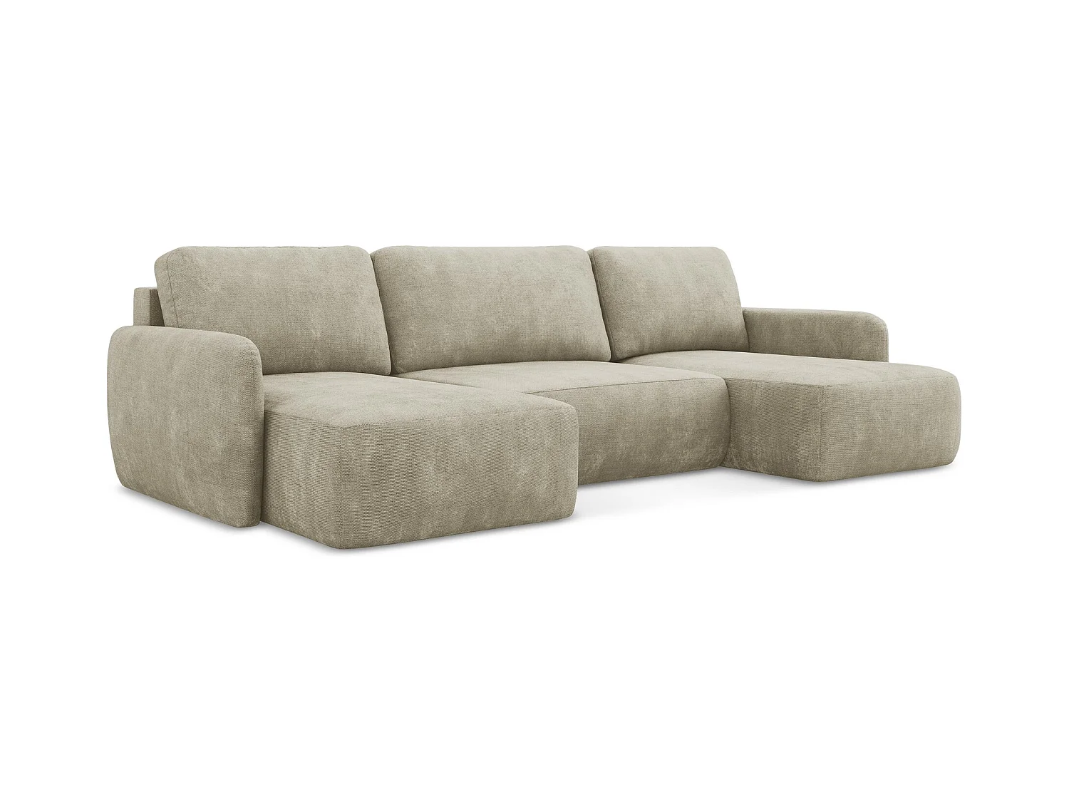 Wohnlandschaft mit Schlaffunktion - Chenille - Beige - LILO