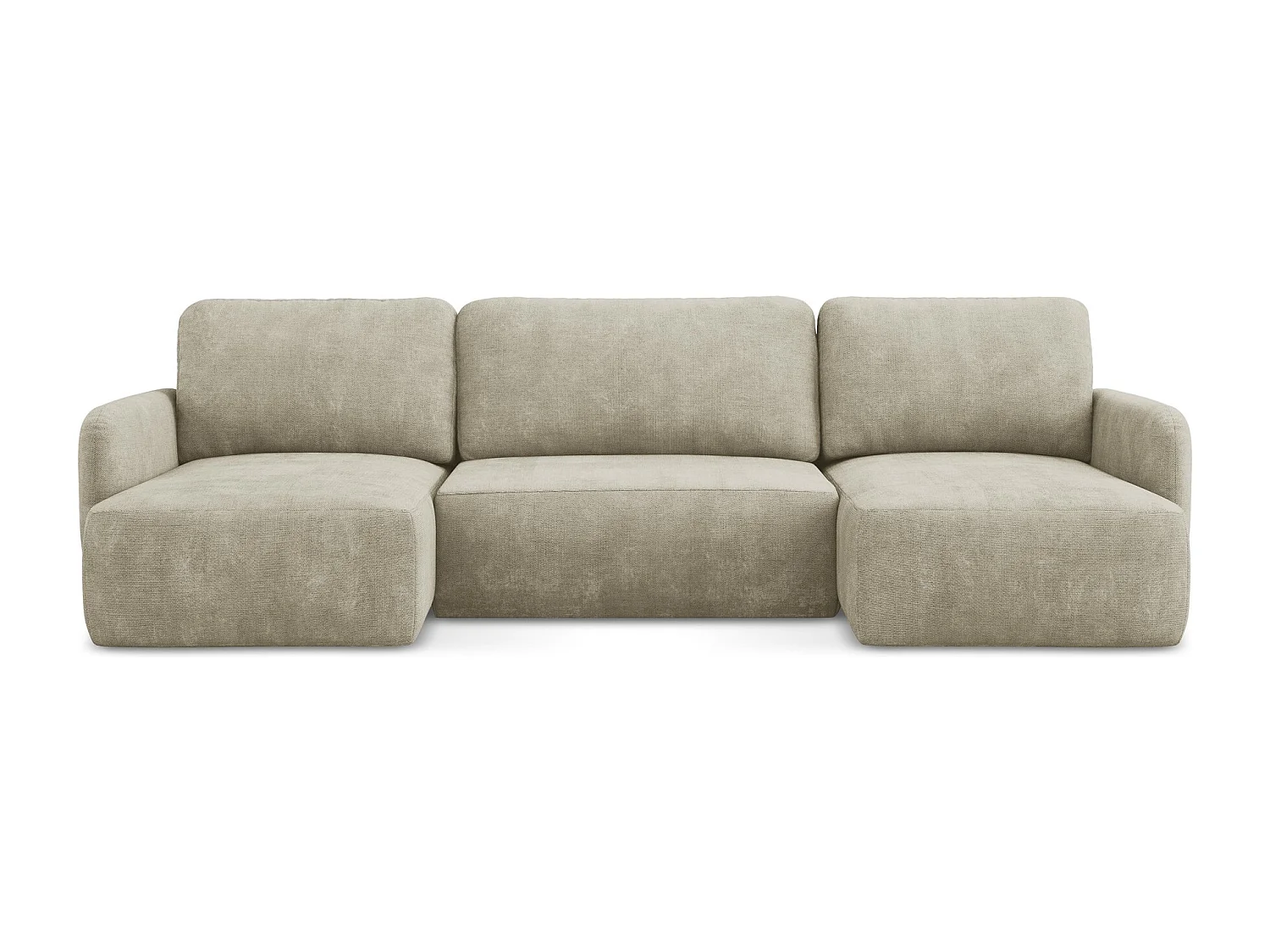 Canapé panoramique 4 places convertible en tissu chenille - beige - LILO