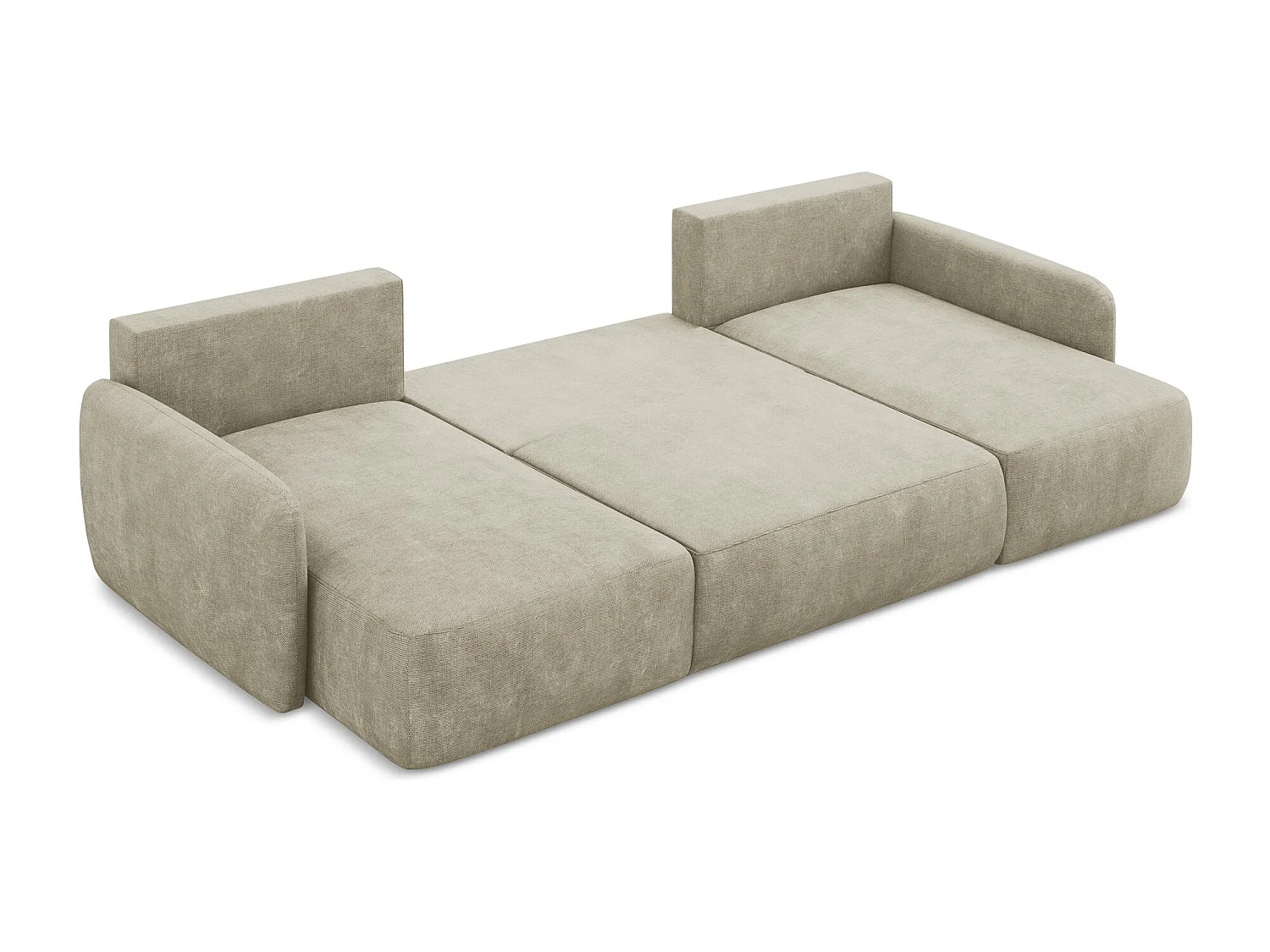 Canapé panoramique 4 places convertible en tissu chenille - beige - LILO