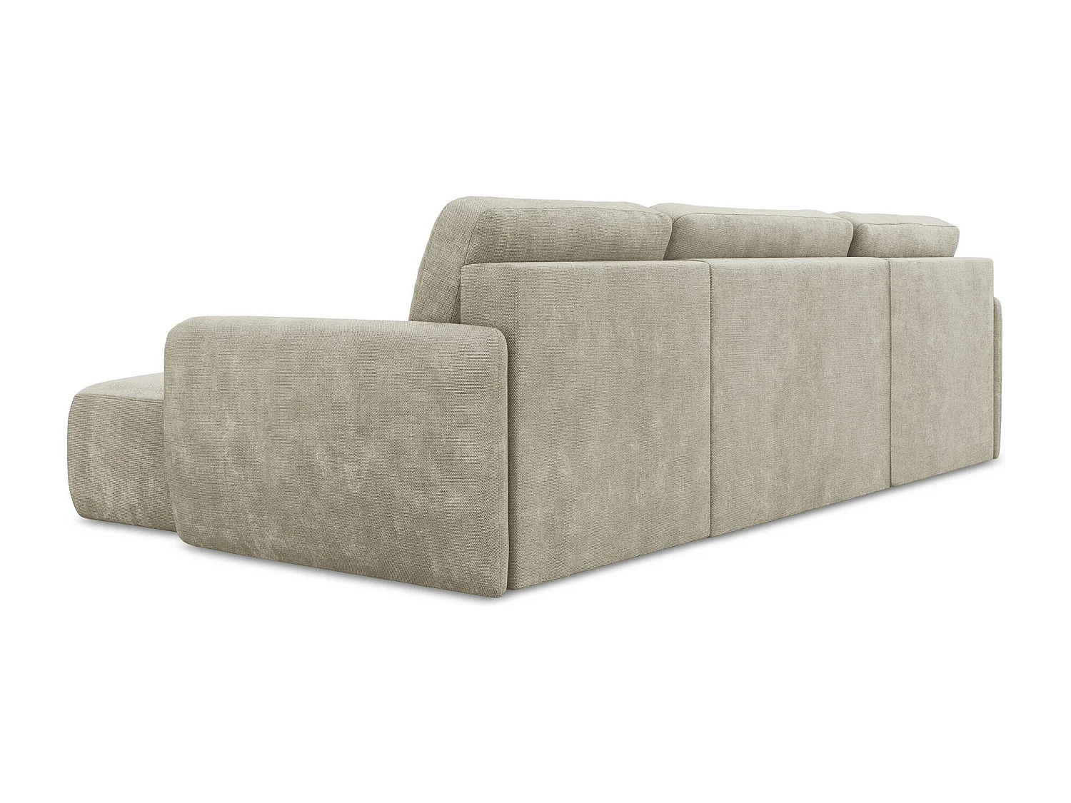 Canapé panoramique 4 places convertible en tissu chenille - beige - LILO