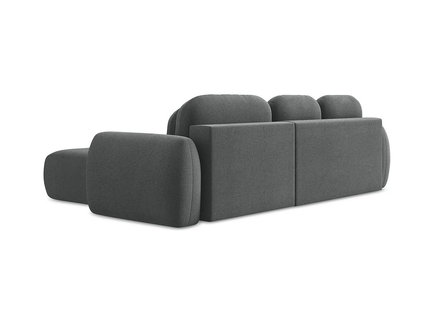 Canapé d'angle droit convertible en tissu bouclette - gris foncé - LOHI