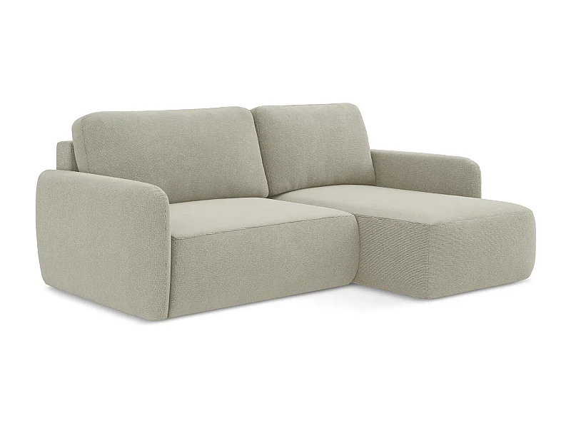 Ecksofa mit Schlaffunktion - Ecke Rechts - Strukturstoff - Hell beige - LILO