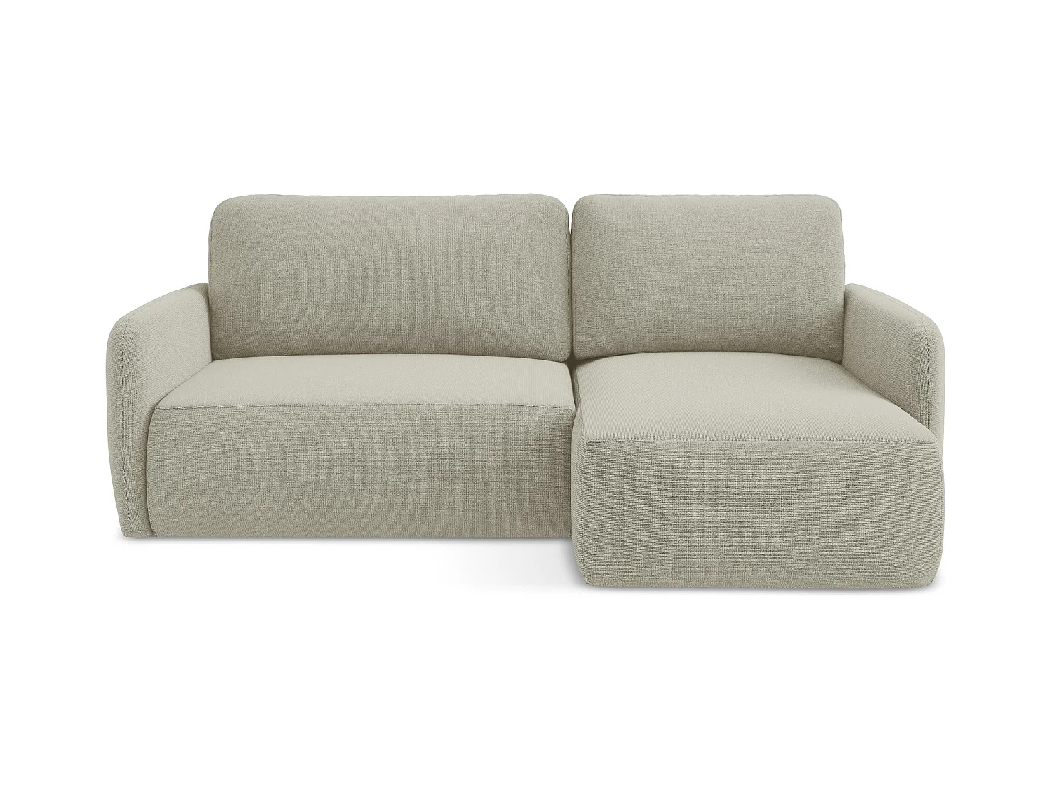 Canapé d'angle droit convertible en tissu texturé - beige clair - LILO