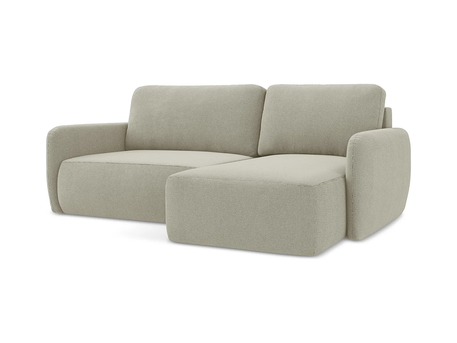 Canapé d'angle droit convertible en tissu texturé - beige clair - LILO