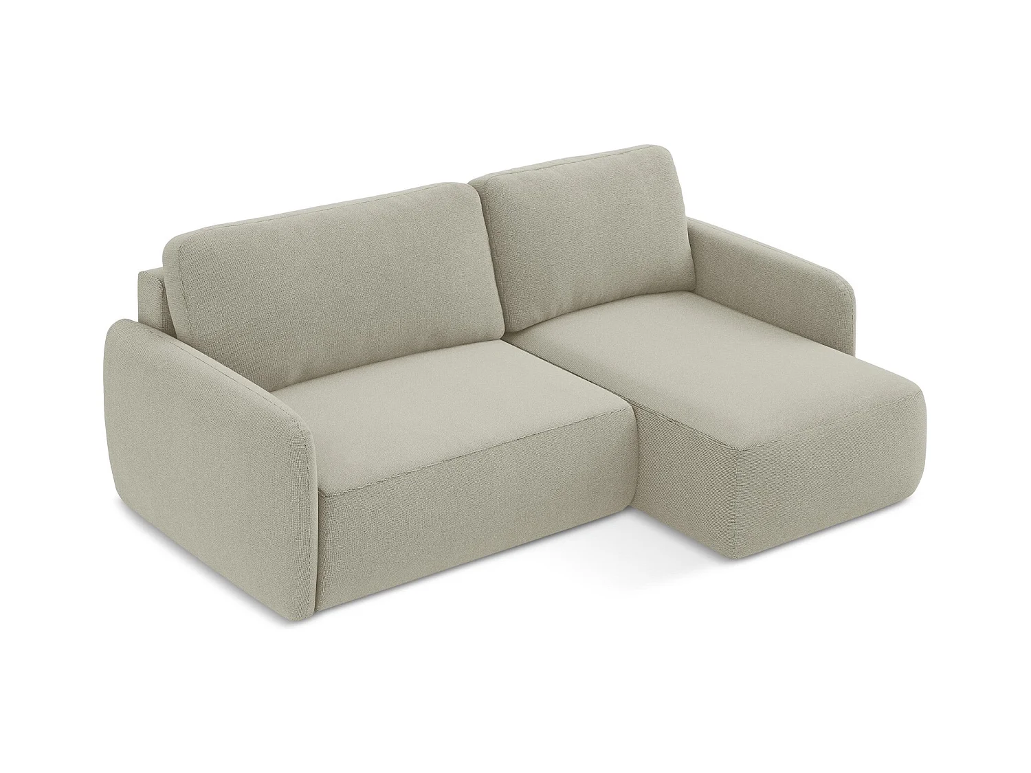 Canapé d'angle droit convertible en tissu texturé - beige clair - LILO