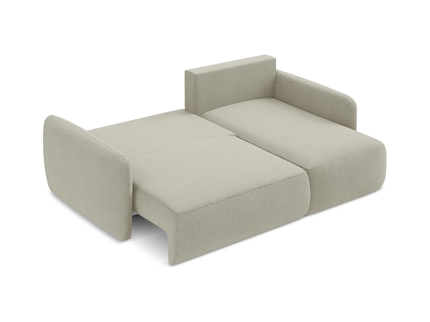 Canapé d'angle droit convertible en tissu texturé - beige clair - LILO