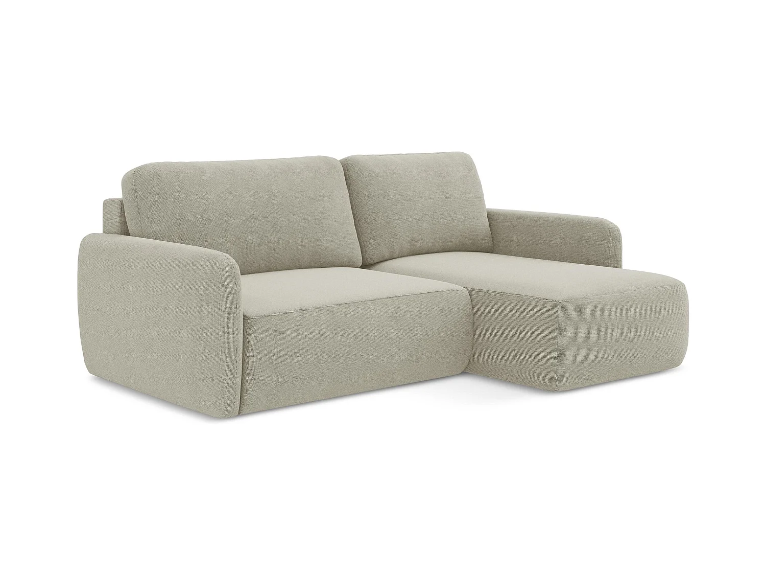 Ecksofa mit Schlaffunktion - Ecke Rechts - Strukturstoff - Hell beige - LILO