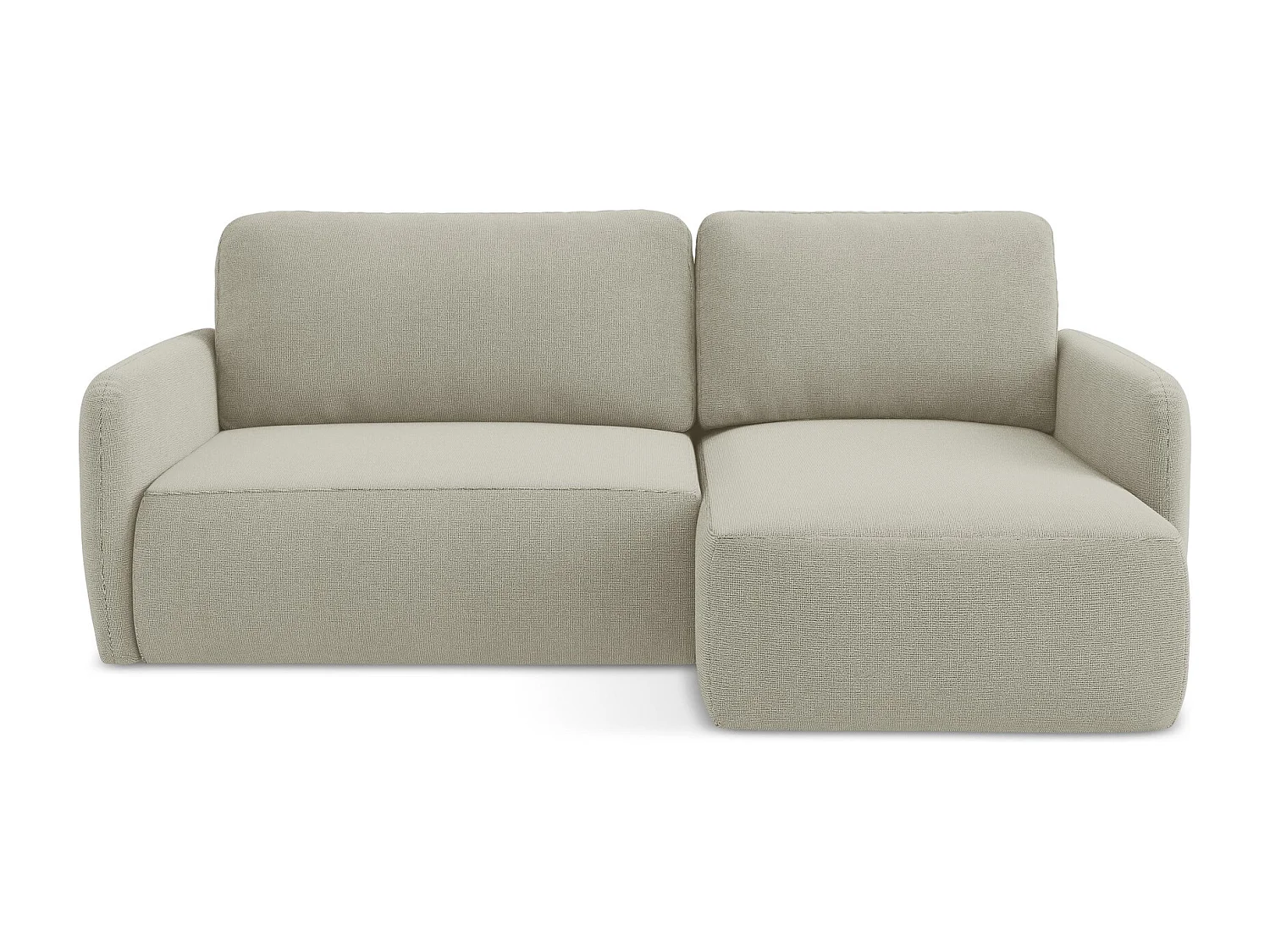 Canapé d'angle droit convertible en tissu texturé - beige clair - LILO