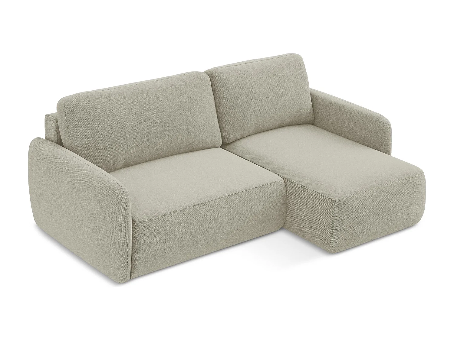 Canapé d'angle droit convertible en tissu texturé - beige clair - LILO