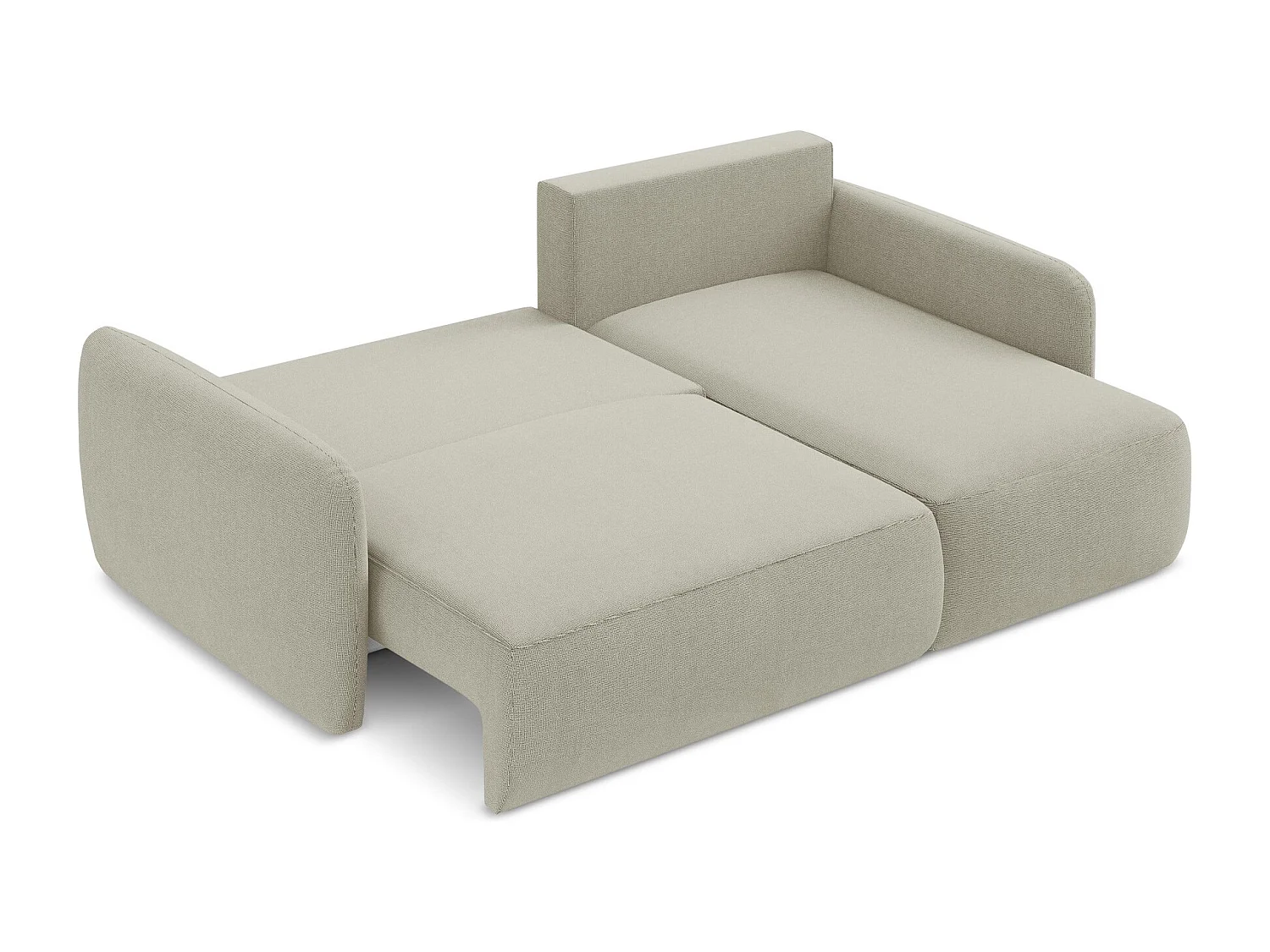 Canapé d'angle droit convertible en tissu texturé - beige clair - LILO