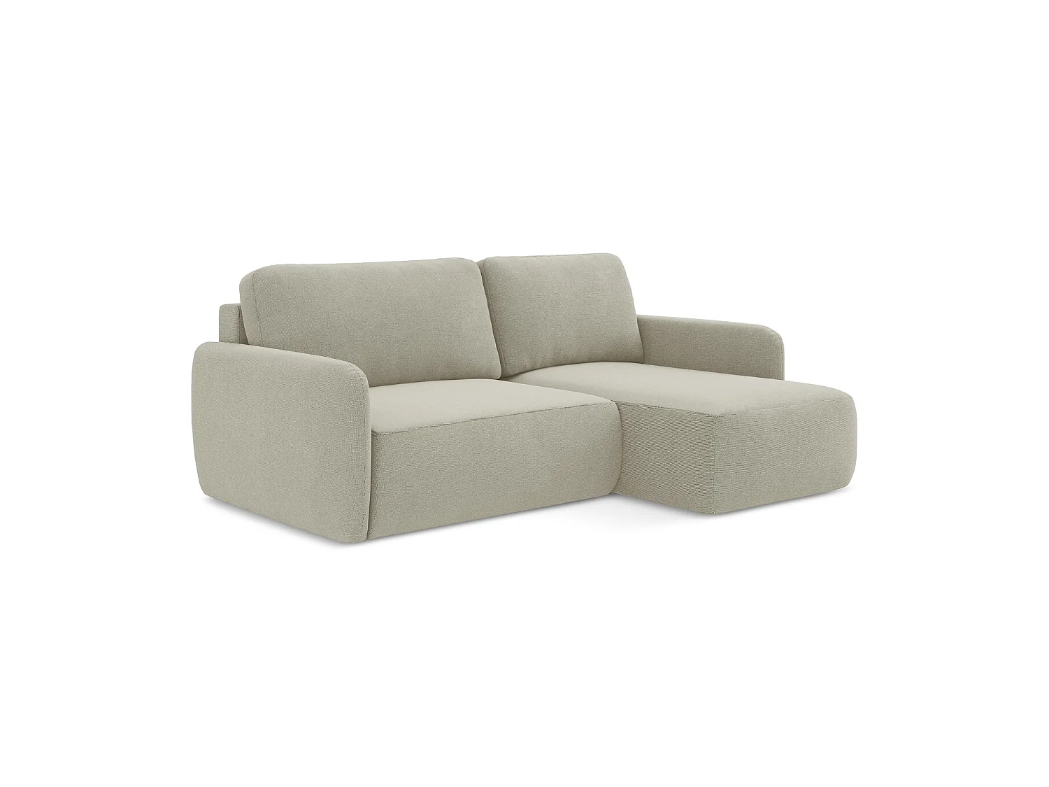 Canapé d'angle droit convertible en tissu texturé - beige clair - CORLE