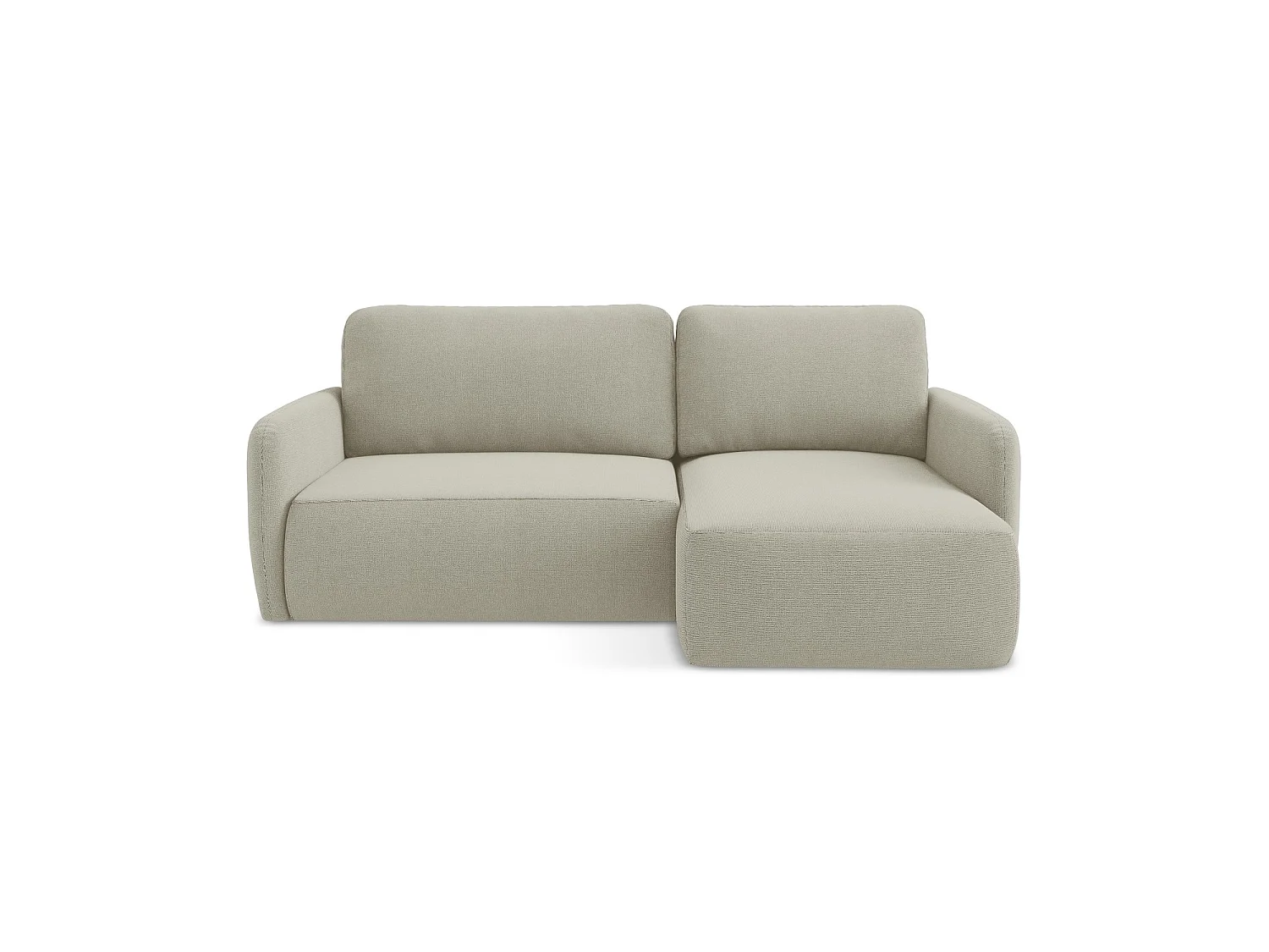 Canapé d'angle droit convertible en tissu texturé - beige clair - CORLE