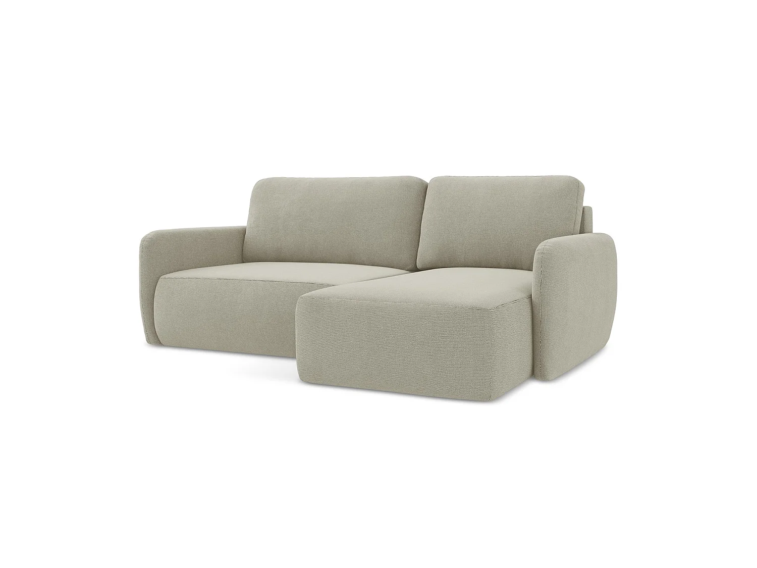 Canapé d'angle droit convertible en tissu texturé - beige clair - CORLE