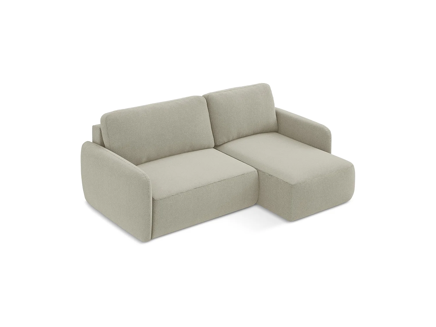 Canapé d'angle droit convertible en tissu texturé - beige clair - CORLE