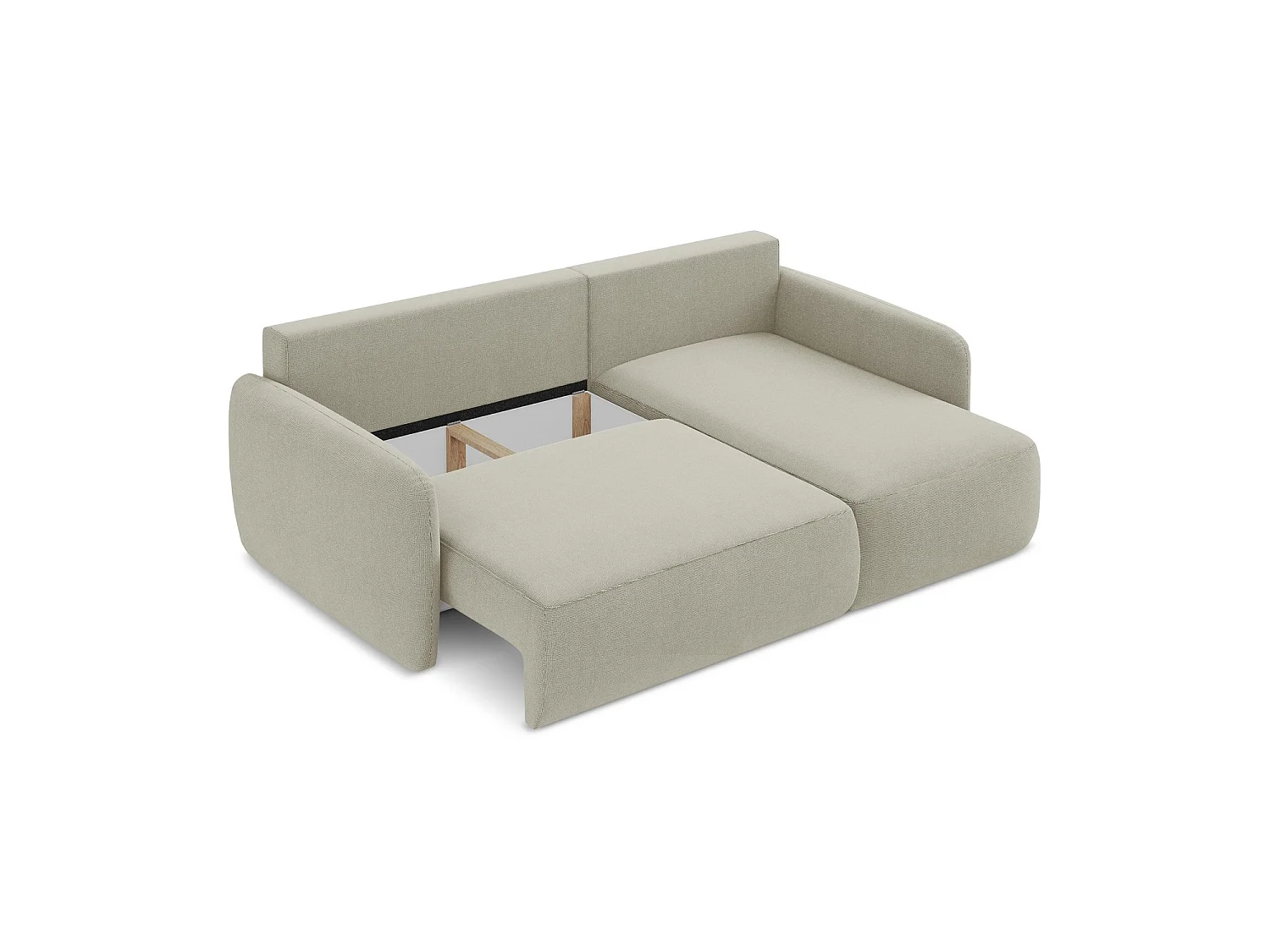 Canapé d'angle droit convertible en tissu texturé - beige clair - CORLE