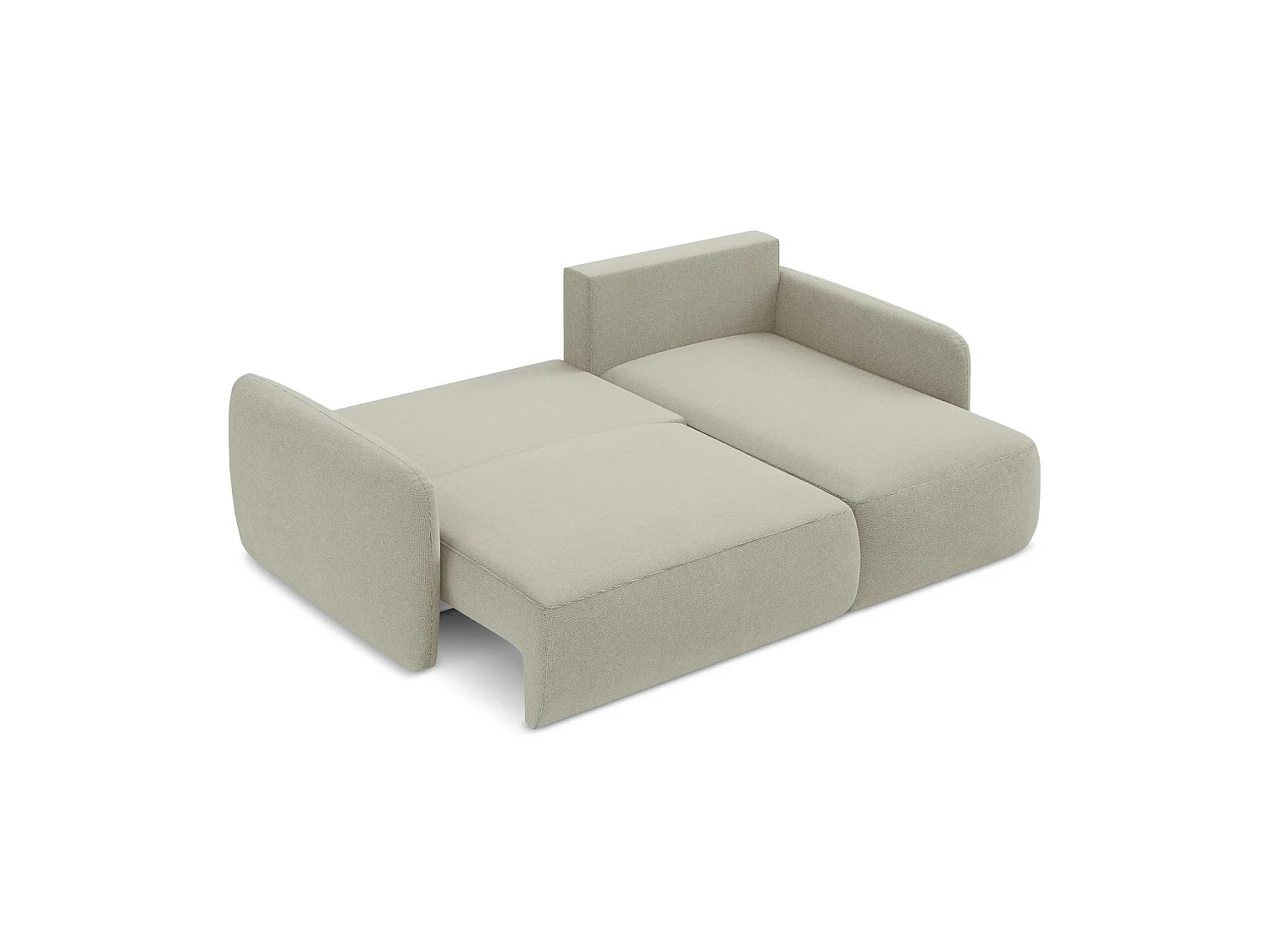 Canapé d'angle droit convertible en tissu texturé - beige clair - CORLE