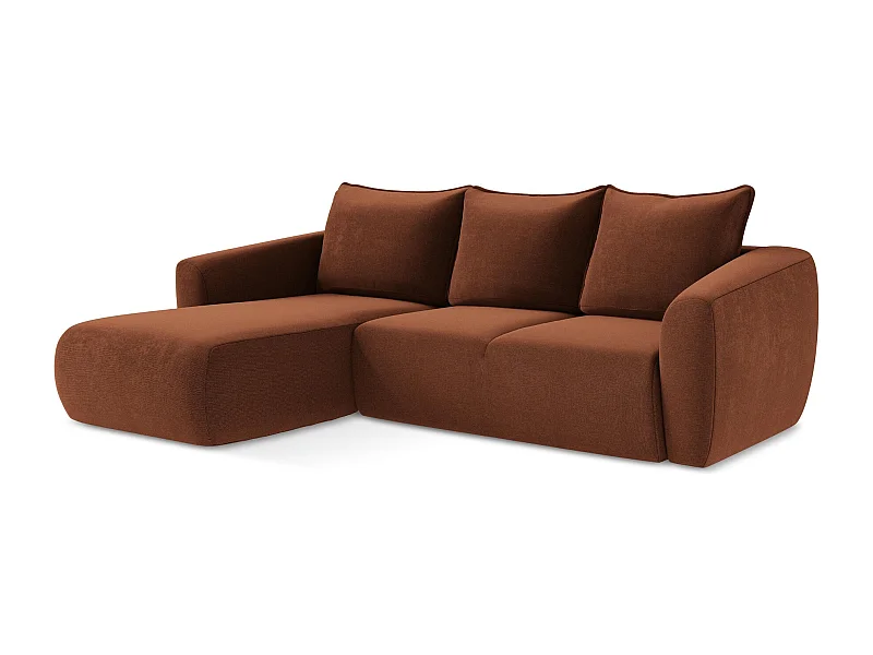 3-Sitzer Ecksofa mit Schlaffunktion - Ecke Links - Strukturstoff - Terrakotta - GUAVA