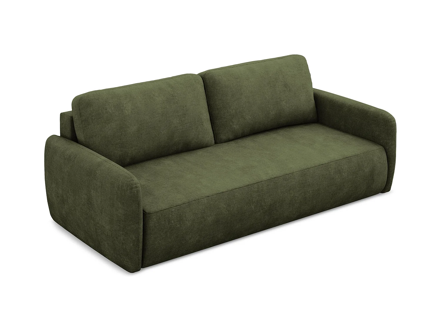 Canapé 3 places convertible en tissu chenille - olive - LILO