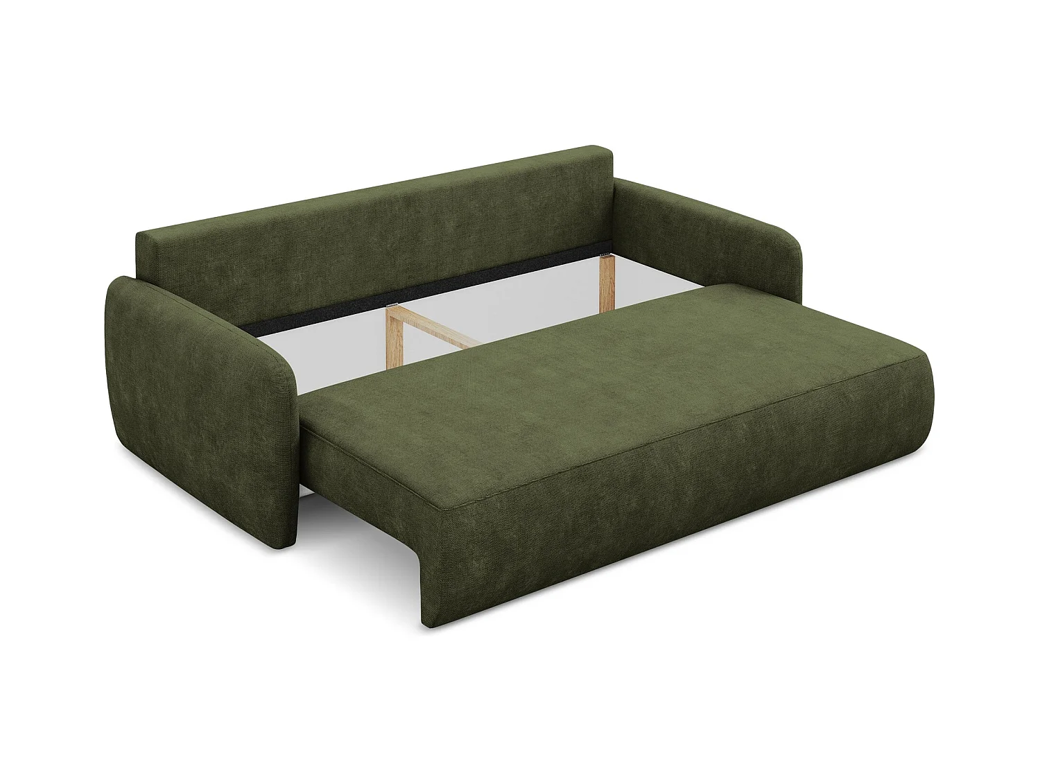 Canapé 3 places convertible en tissu chenille - olive - LILO