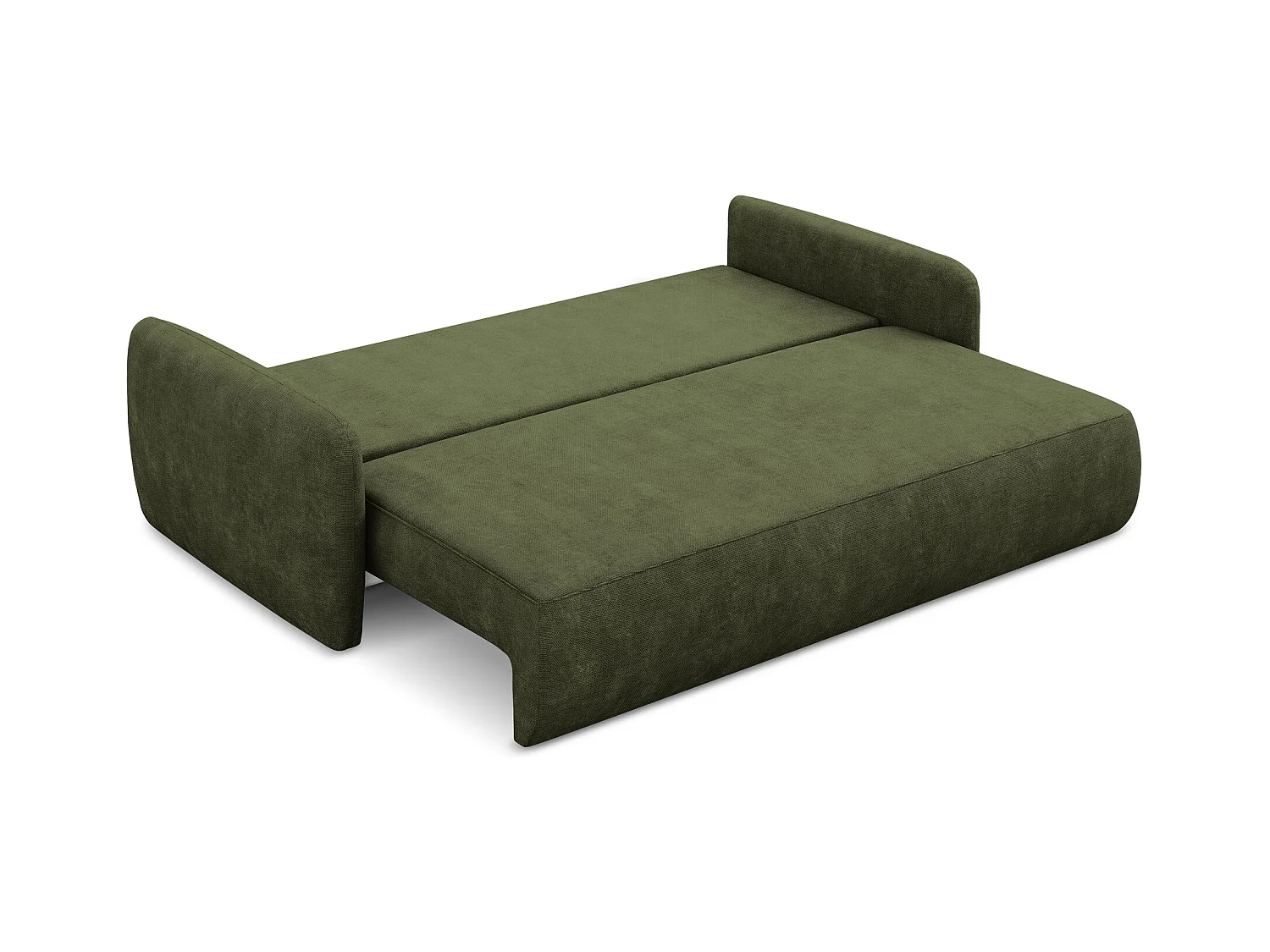 Canapé 3 places convertible en tissu chenille - olive - LILO