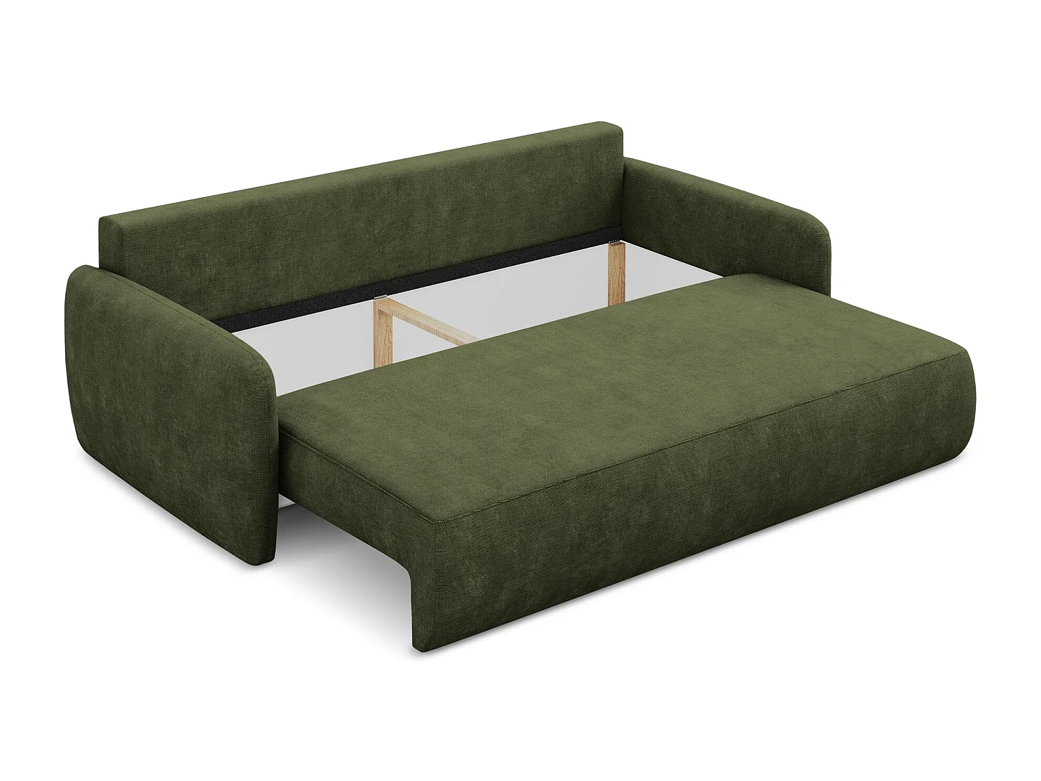 Canapé 3 places convertible en tissu chenille - olive - LILO