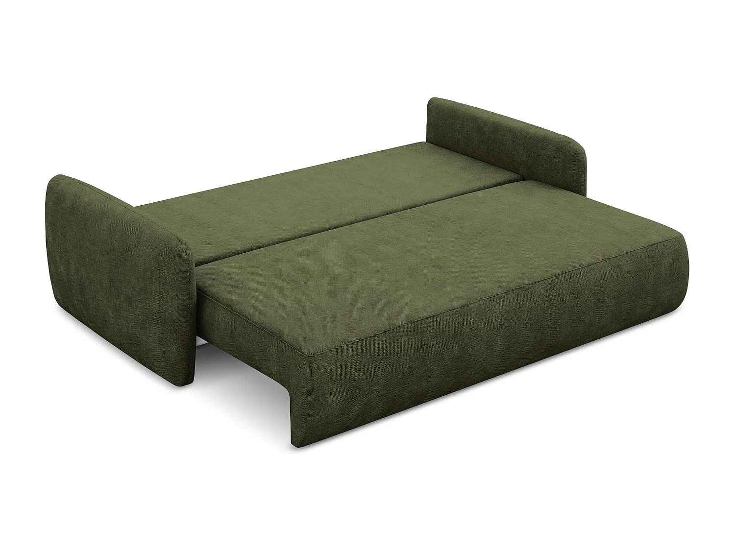 Canapé 3 places convertible en tissu chenille - olive - LILO
