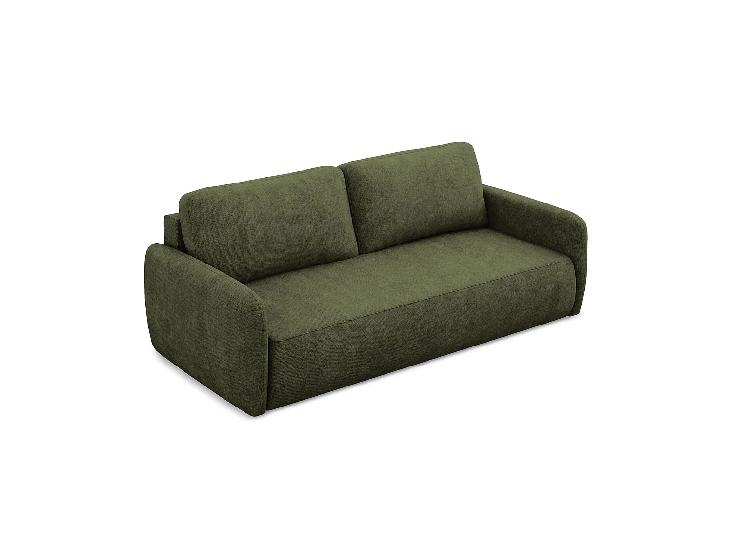 Canapé 3 places convertible en tissu chenille - olive - CORLE