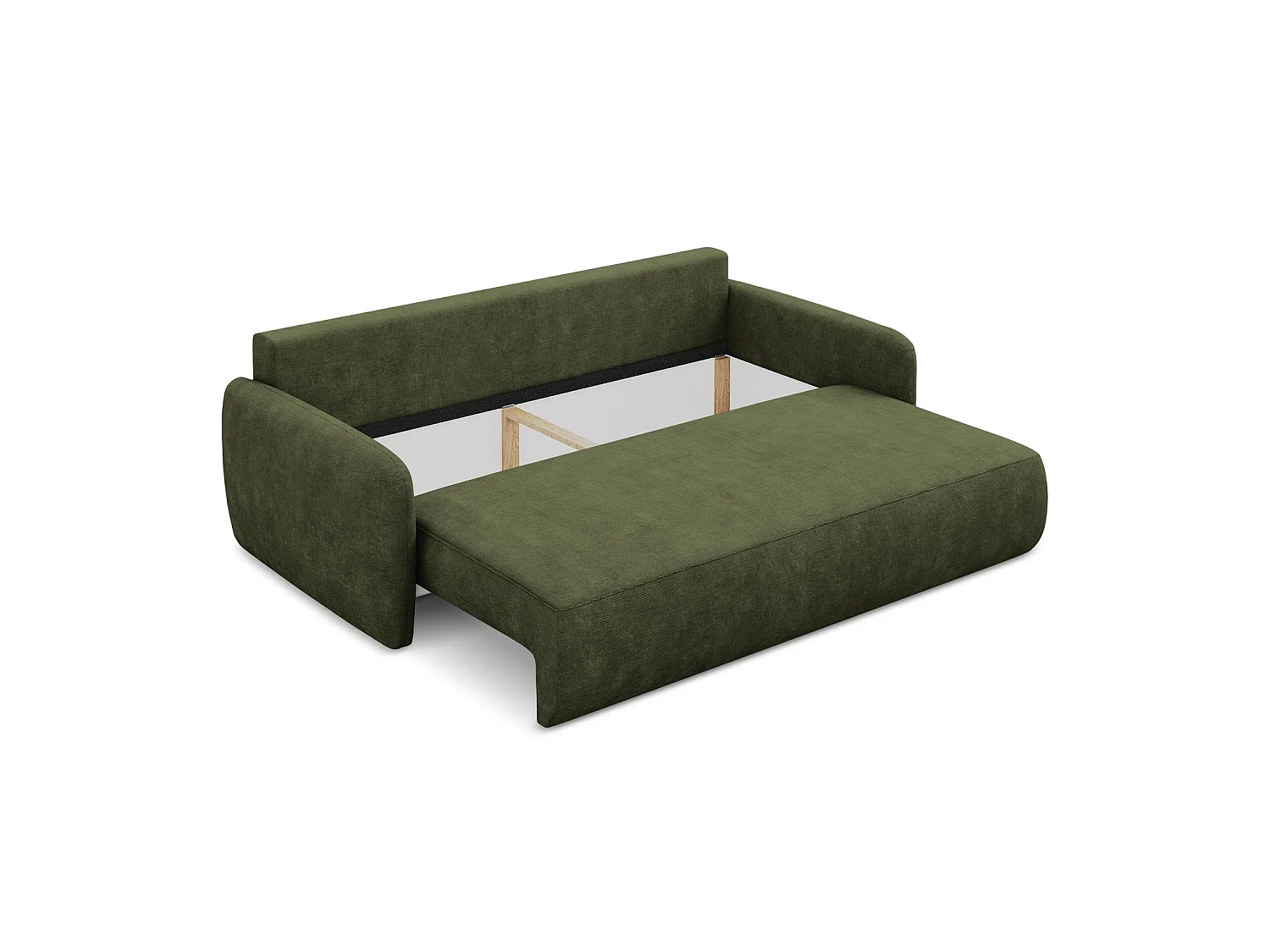 Canapé 3 places convertible en tissu chenille - olive - CORLE