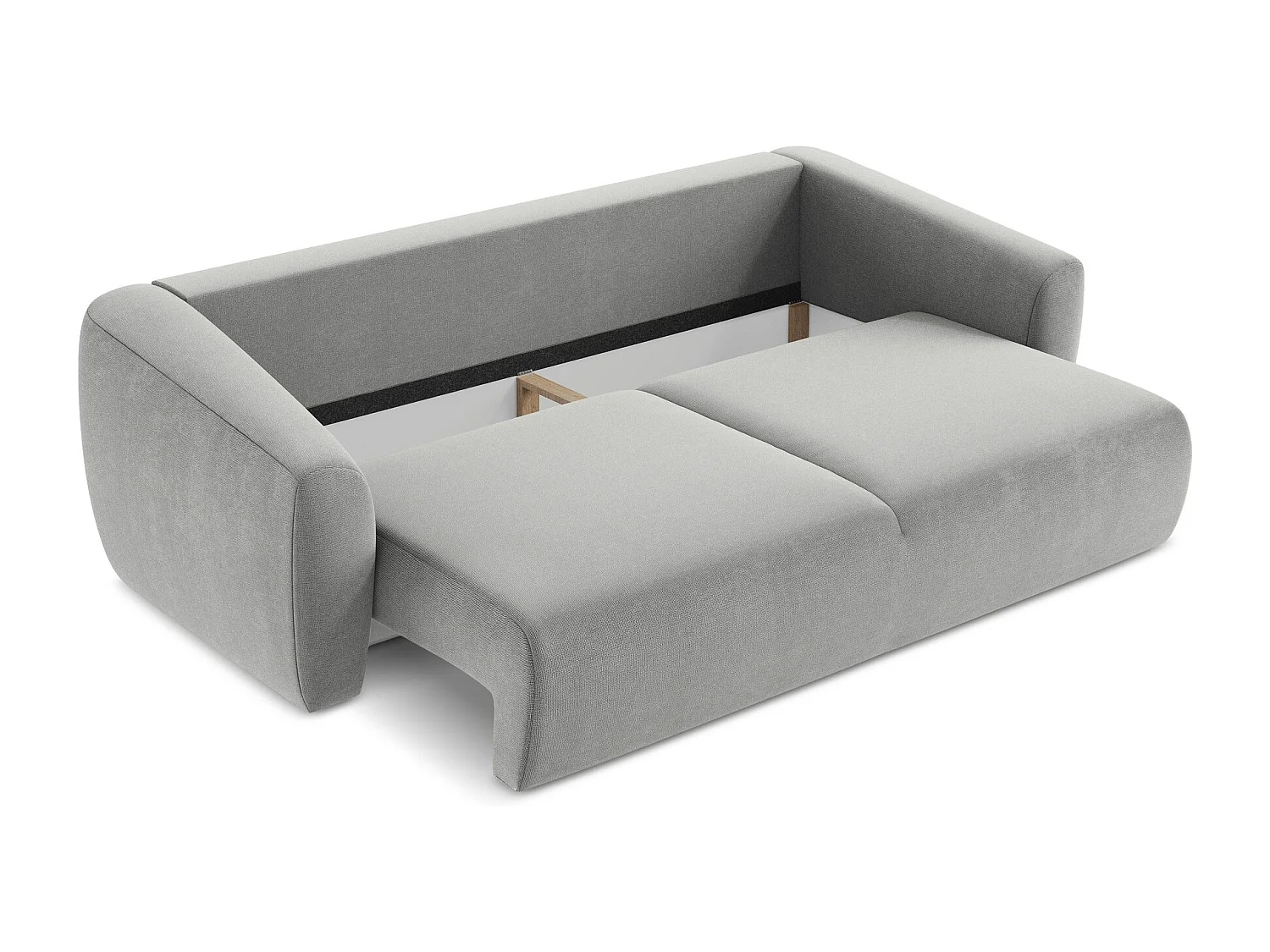 Canapé 3 places convertible en tissu texturé - gris clair - GUAVA